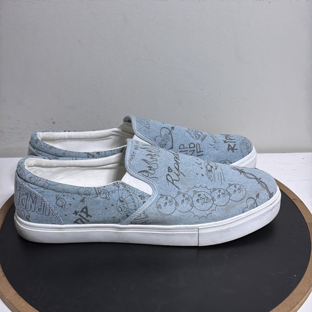 Ripndip Marker Shoes Men Size‎ 13 Slip On Denim Blue Skate Sneakers Denim Cat